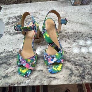 Talbots Women's Vibrant Floral Sandals - Blue and Green